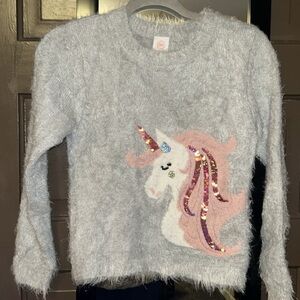 Wonder Nation Girls Fuzzy Unicorn Sweater